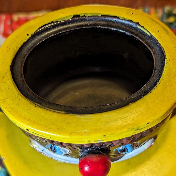 Vintage 50s Thames Redware Hand Painted Black Clown Face Lidded Teapot Japan INC - Picture 7 of 9